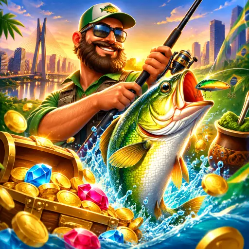 Tela do slot de pesca com pescador