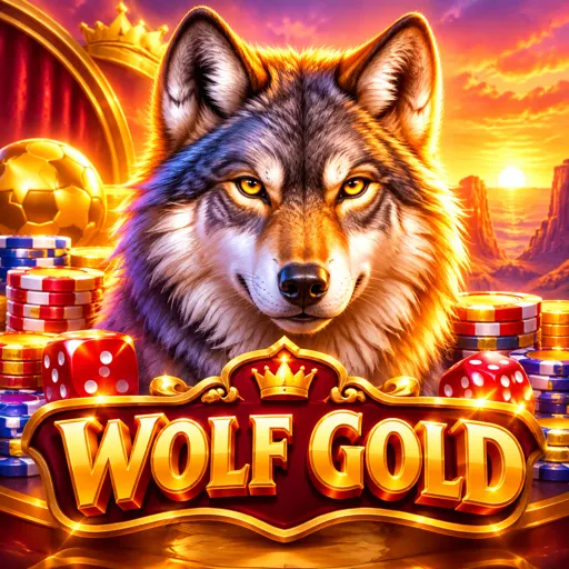 Tela do Wolf Gold com lobo e pradaria americana ao pôr do sol