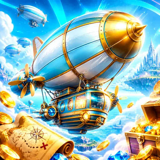 Dirigível Zeppelin subindo devagar com o multiplicador na tela